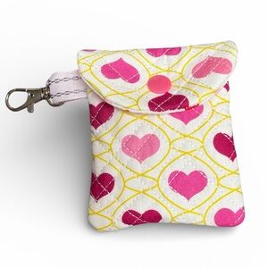 Hand Crafted AirPods Case Pink Heart Quilted Valentine Earbud Case with Keychain